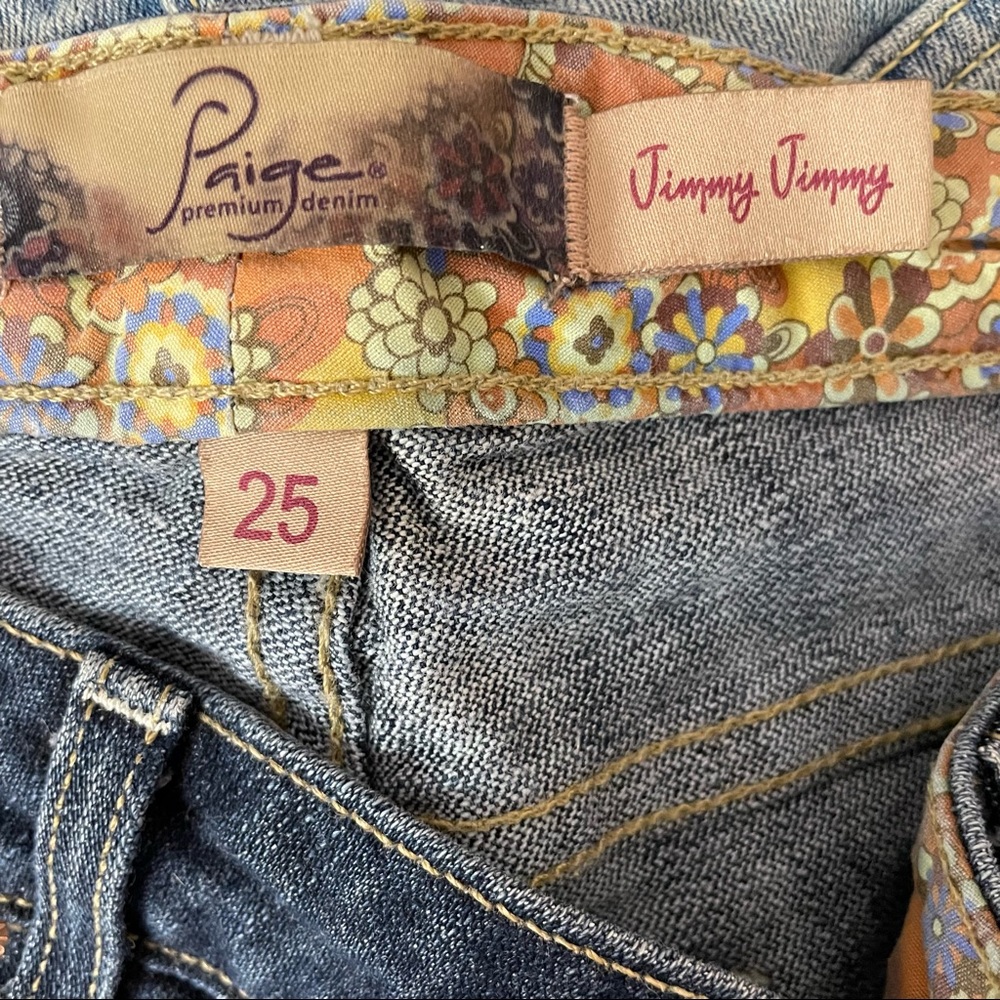 Paige Jimmy Jimmy Shorts Dark Wash Low Rise Raw Cuffed Hem Pre Faded & Feathered - Picture 9 of 11